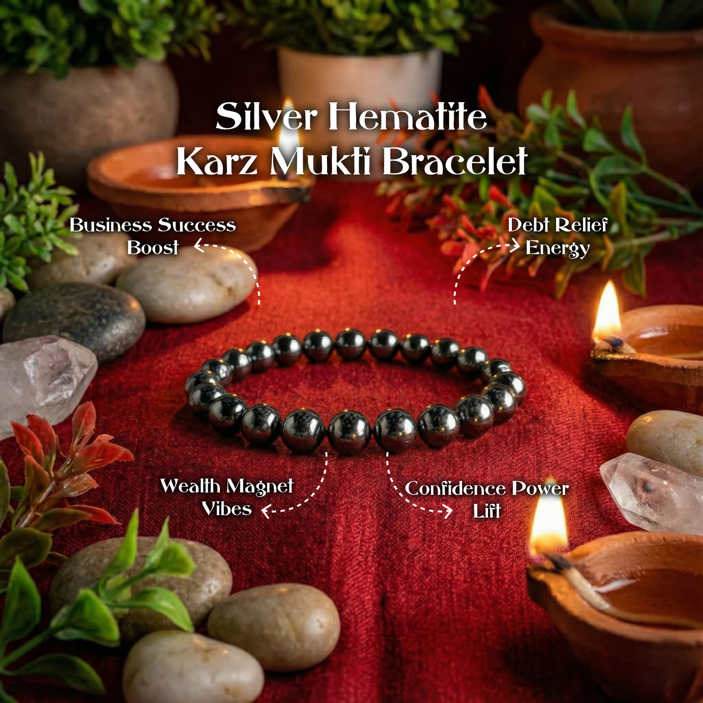 Silver Hematite Karz Mukti Bracelet for Debt Relief