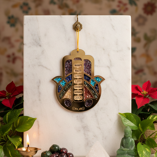 🪬 7 Chakra Hamsa Hand Blessing Hanging – Evil Eye