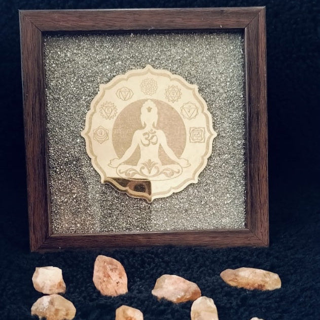 7 Chakra Pyrite Dust Frame for Spiritual Protection