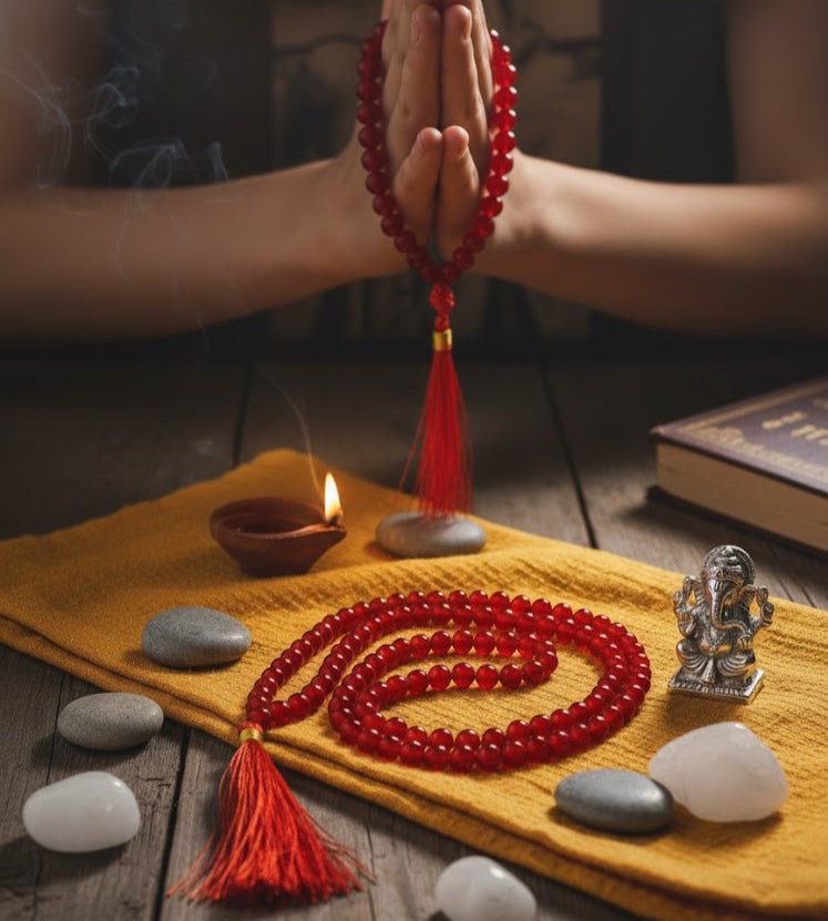 Carnelian 108 Bead Mala – For Energy & Confidence
