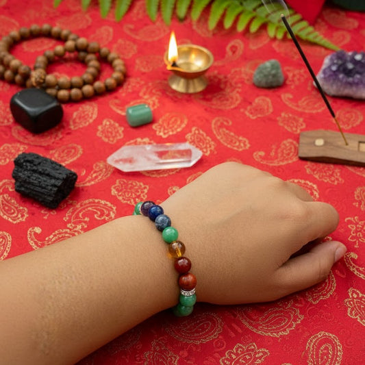 Seven Chakra with Green Aventurine Bracelet β Balance, Healing & Prosperity Crystal