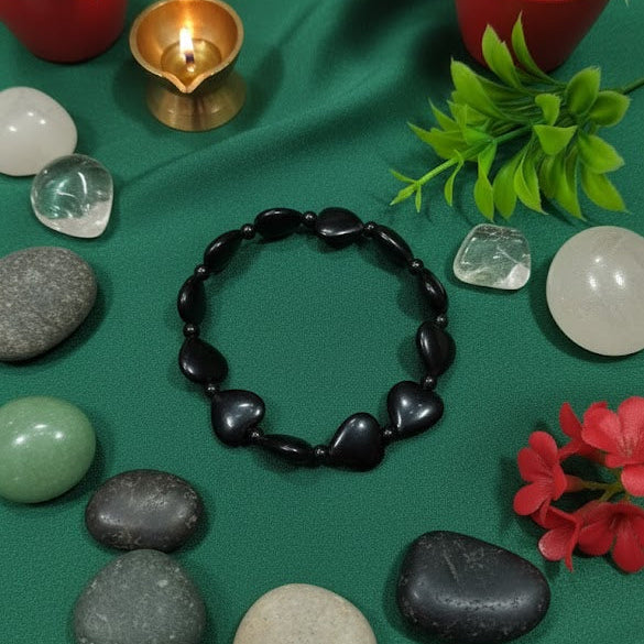 Black Tourmaline Heart Protection & Grounding Bracelet