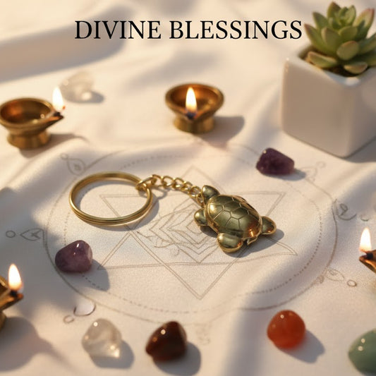 🐢 Golden Pyrite Turtle Protection Abundance Keychain