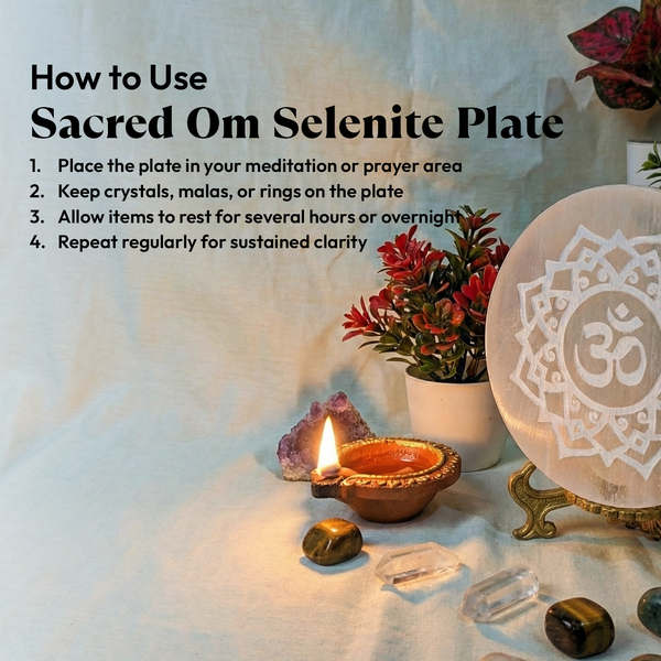 Sacred Om Selenite Vibration Cleansing Plate
