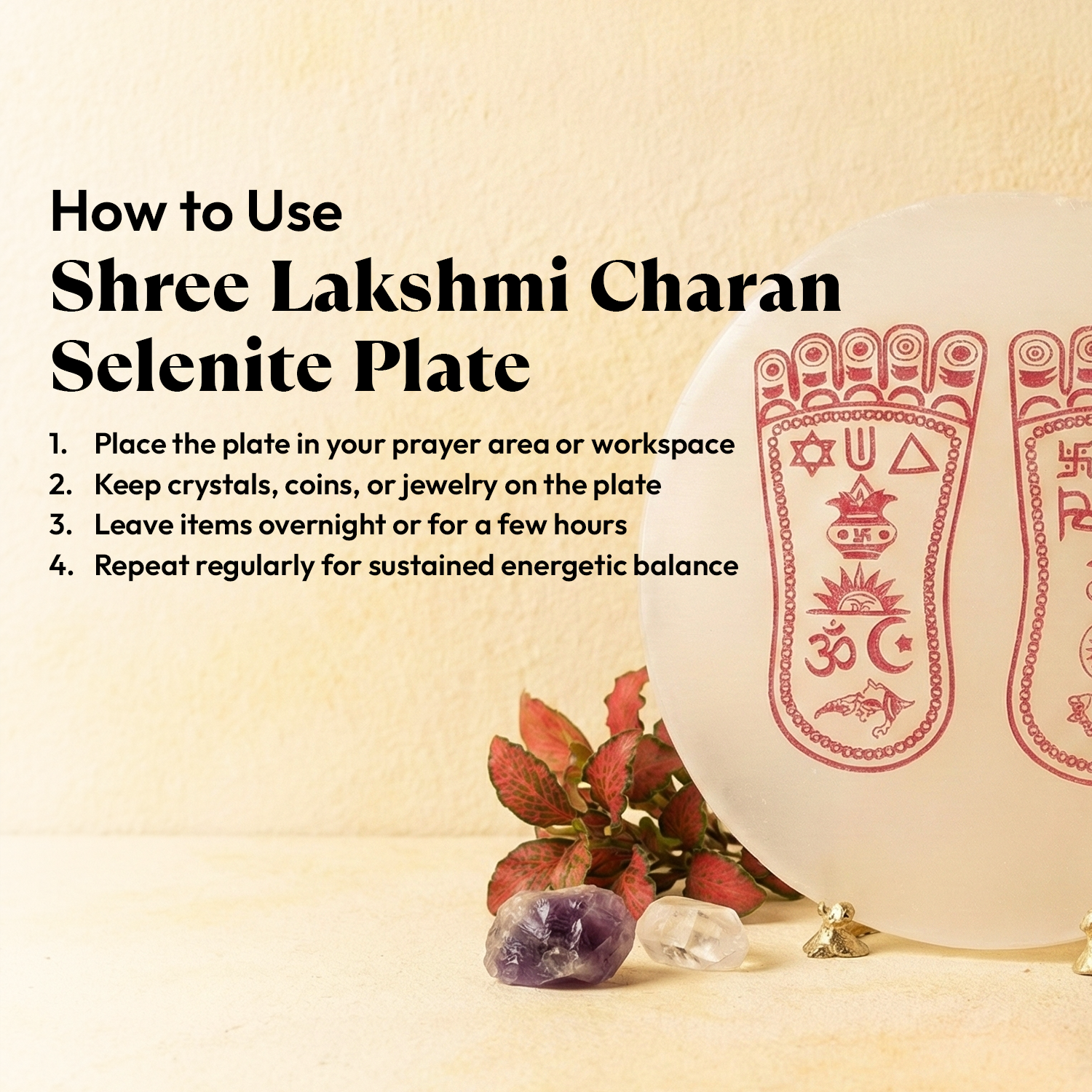 Shree Lakshmi Charan Selenite Energy Blessing Plate