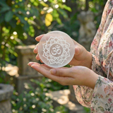Sacred Om Selenite Vibration Cleansing Plate