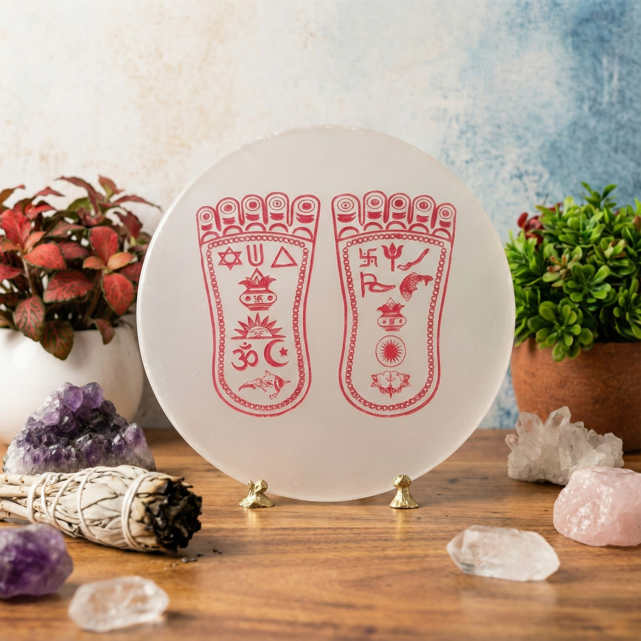 Shree Lakshmi Charan Selenite Energy Blessing Plate