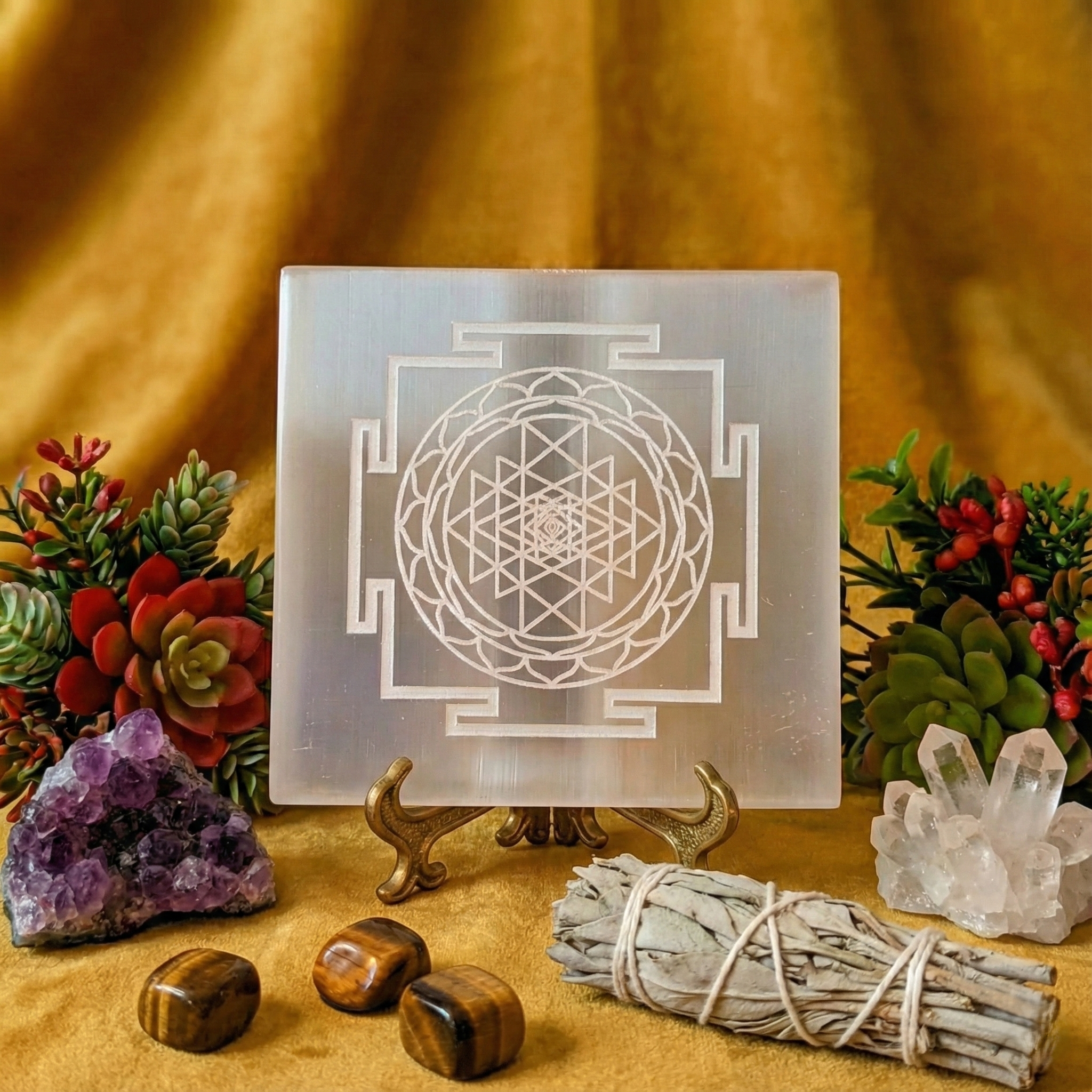 Shree Yantra Selenite Recharging Plate