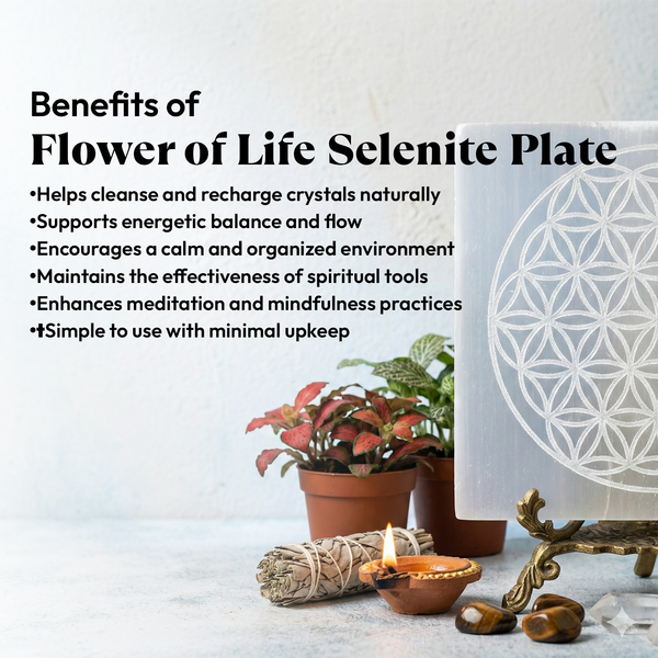 Flower of Life Selenite Recharging Plate