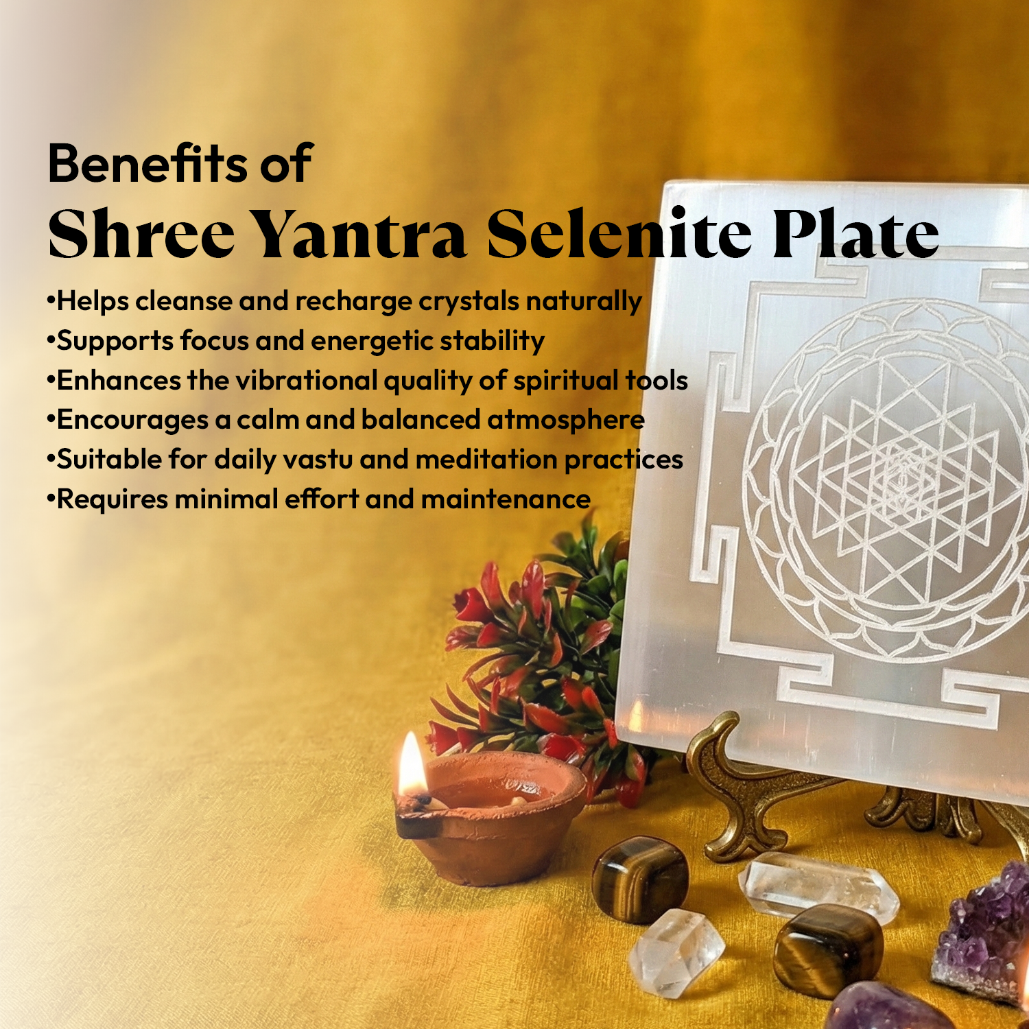 Shree Yantra Selenite Recharging Plate