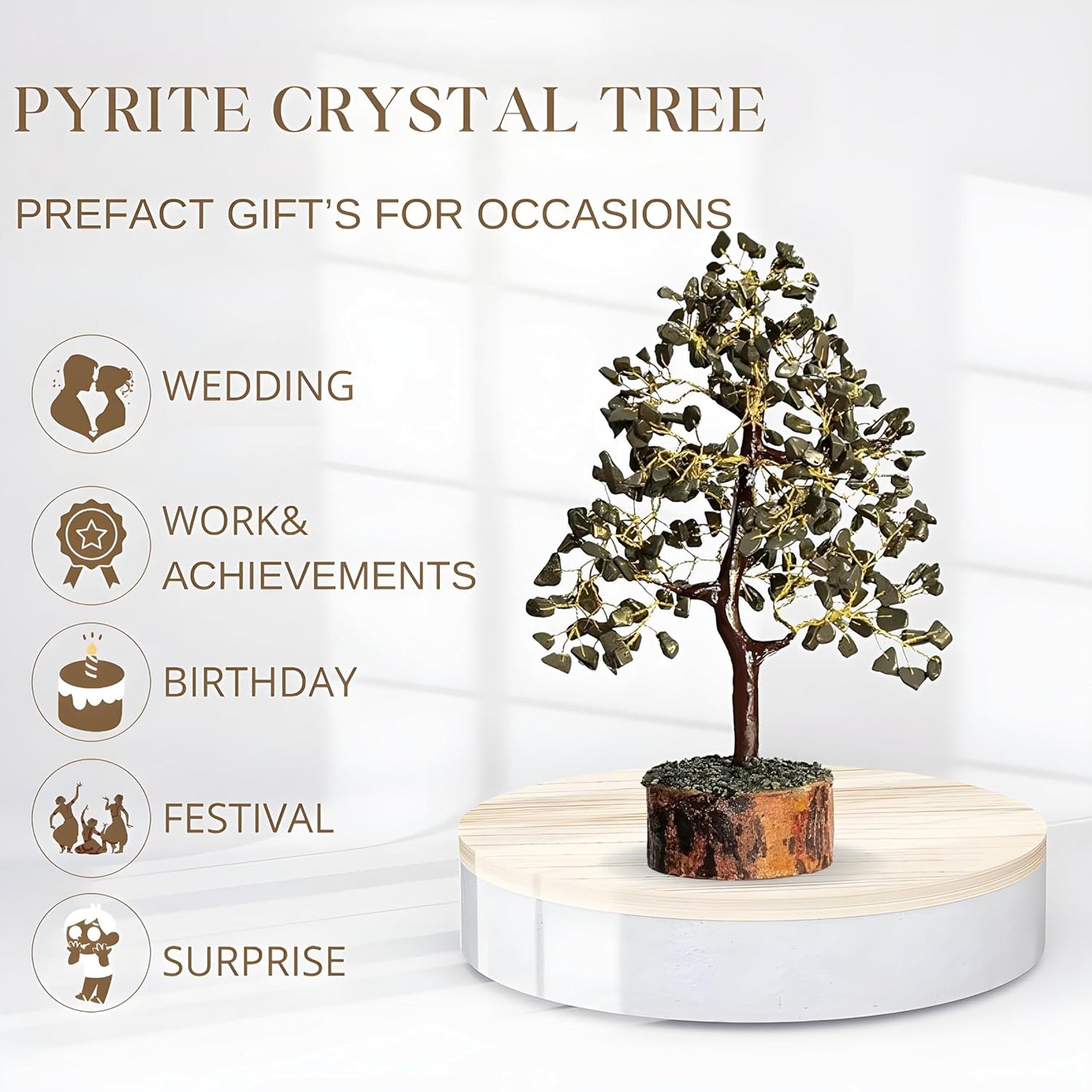 💛 Raw Pyrite – Success, Confidence & Prosperity Crystal Tree