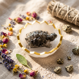 Pyrite Turtle with Selenite Charging Plate for Vastu