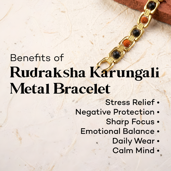 Rudraksha Karungali Metal Chain Bracelet