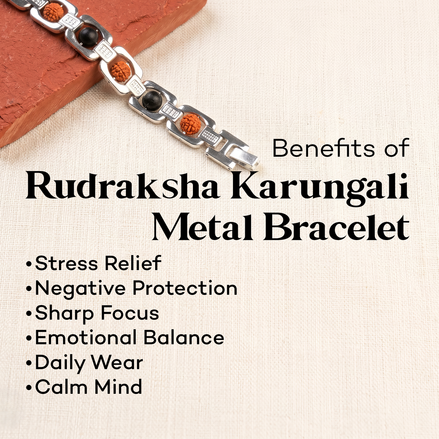 Rudraksha Karungali Metal Chain Bracelet