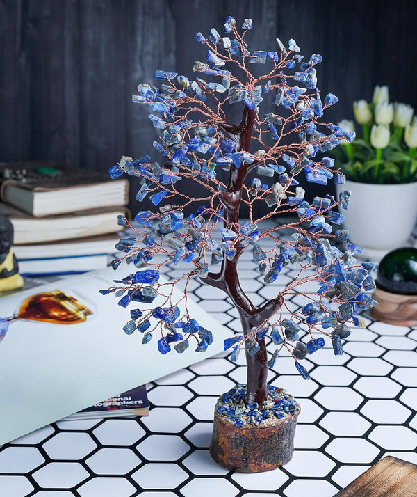 🔵 Lapis Lazuli – Wisdom, Communication & Inner Truth Crystal Tree