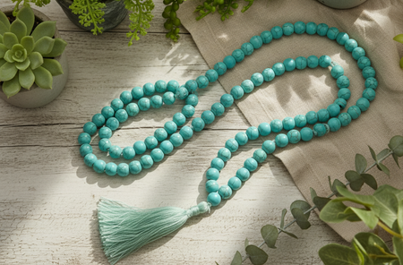 Natural Turquoise Mala - 108+1 Beads