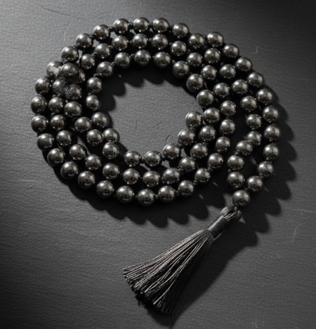 Natural Silver Hematite Mala - 108+1 Beads