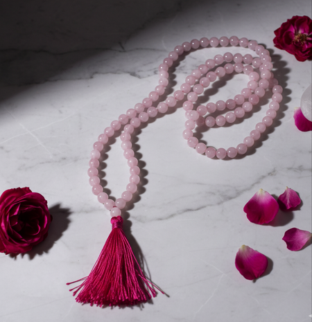 Natural Rose Quartz Mala - 108+1 Beads