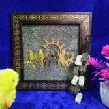 7 Horses Pyrite Frame with Selenite Car Hanger Combo