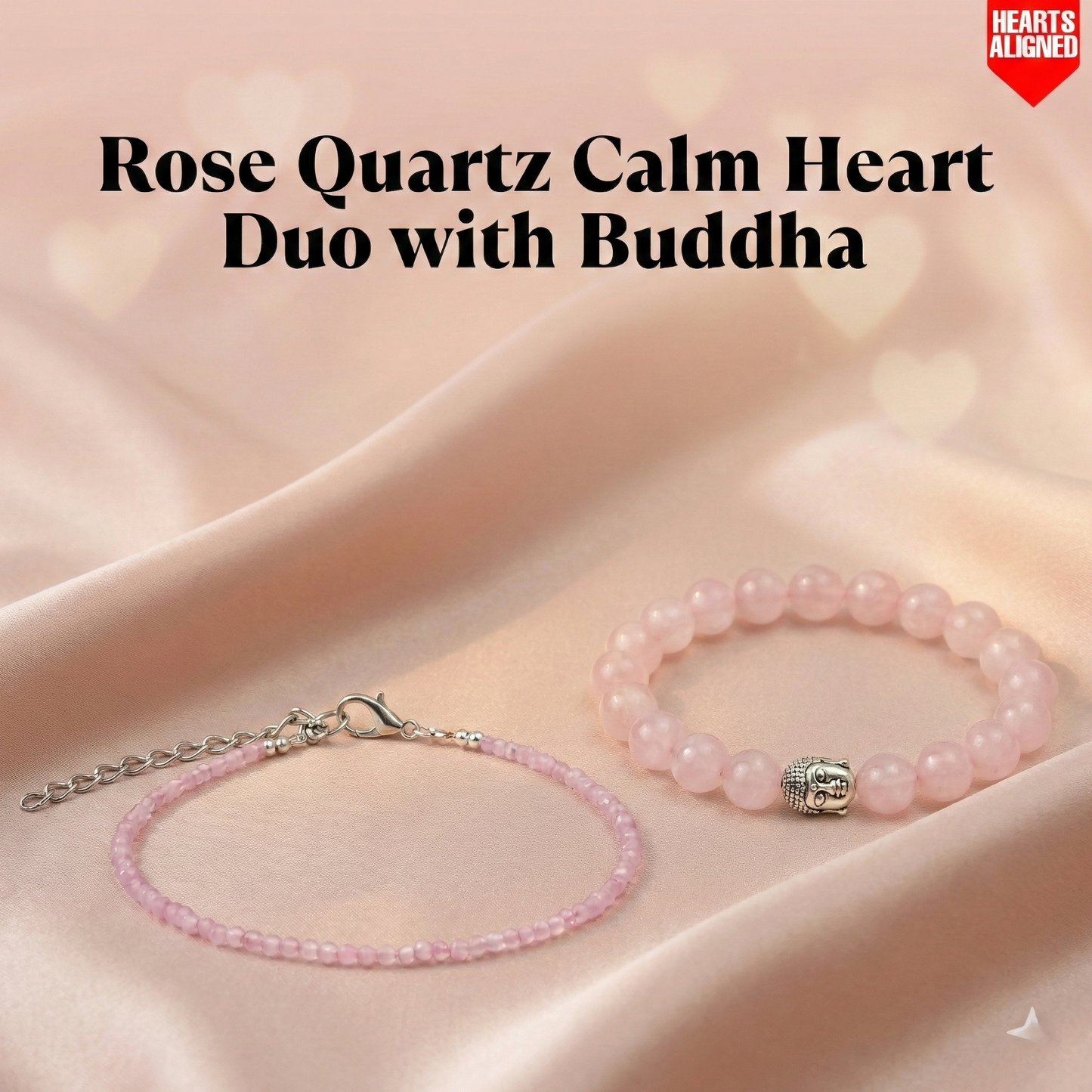Rose Quartz Calm Heart Duo with Buddha
