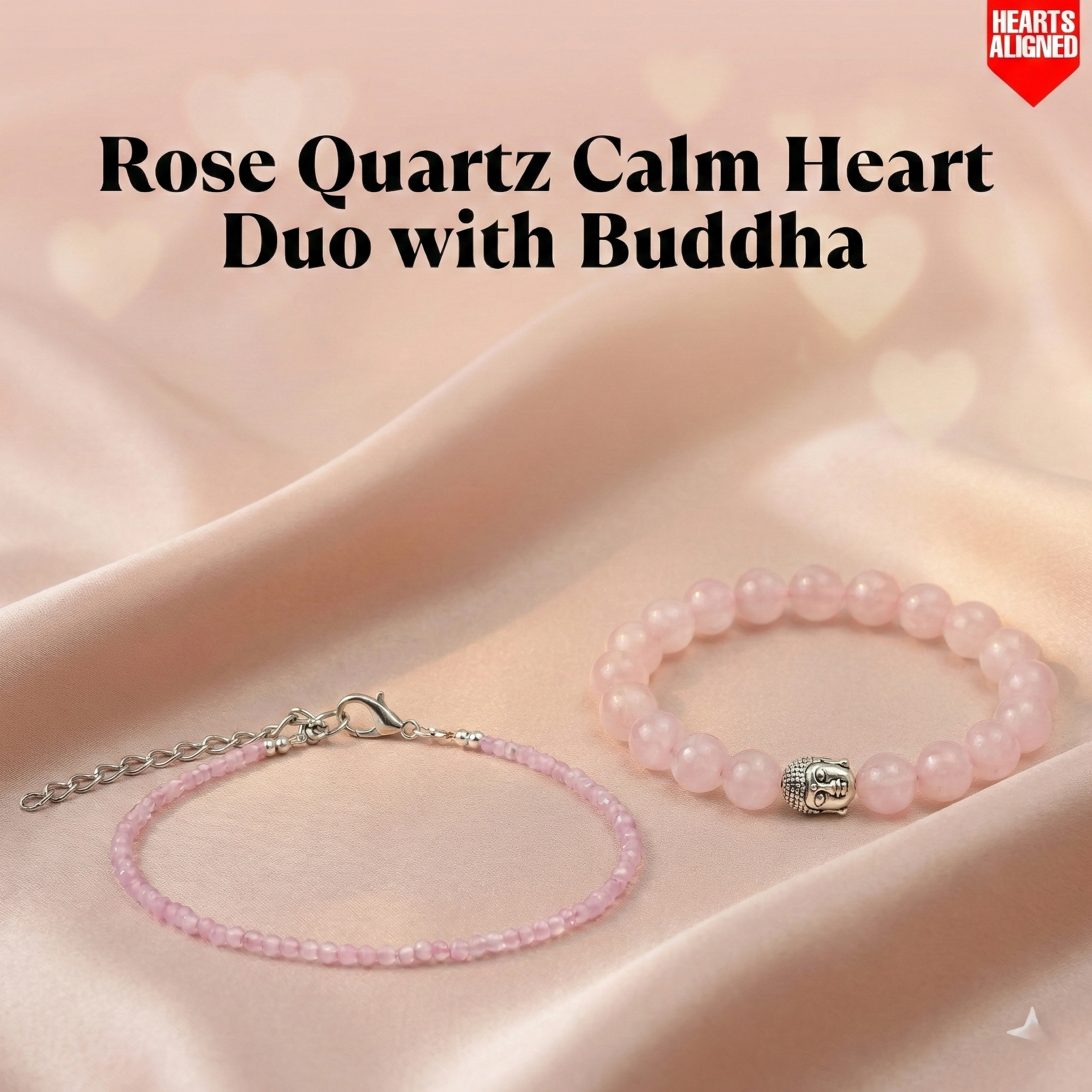 Rose Quartz Calm Heart Duo with Buddha