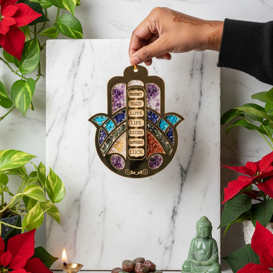 🪬 7 Chakra Hamsa Hand Blessing Hanging – Evil Eye