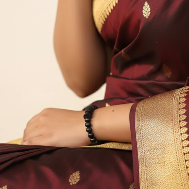 Karungali Damru Black Ebony Spiritual Bracelet 8mm
