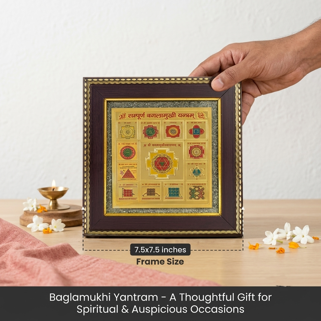Sampurna Baglamukhi Yantram on Raw Pyrite Frame