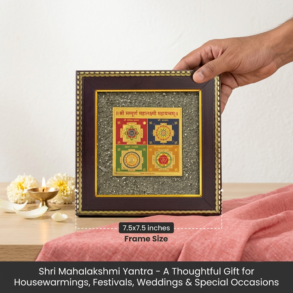 Shri Sampurna Mahalakshmi Mahayantram on Raw Pyrite Frame