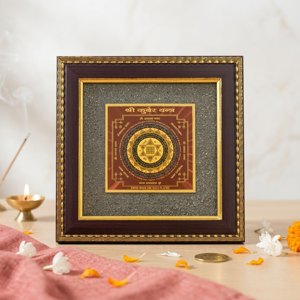 Shri Kuber Yantram on Raw Pyrite Frame