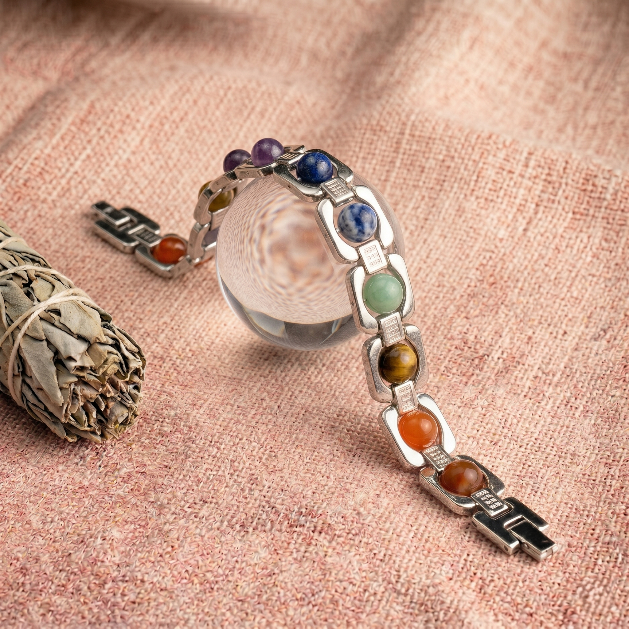 7 Chakra Metal Chain Bracelet