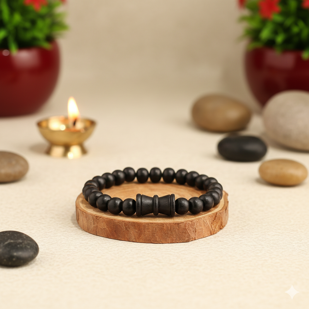 Karungali Damru Black Ebony Spiritual Bracelet 8mm