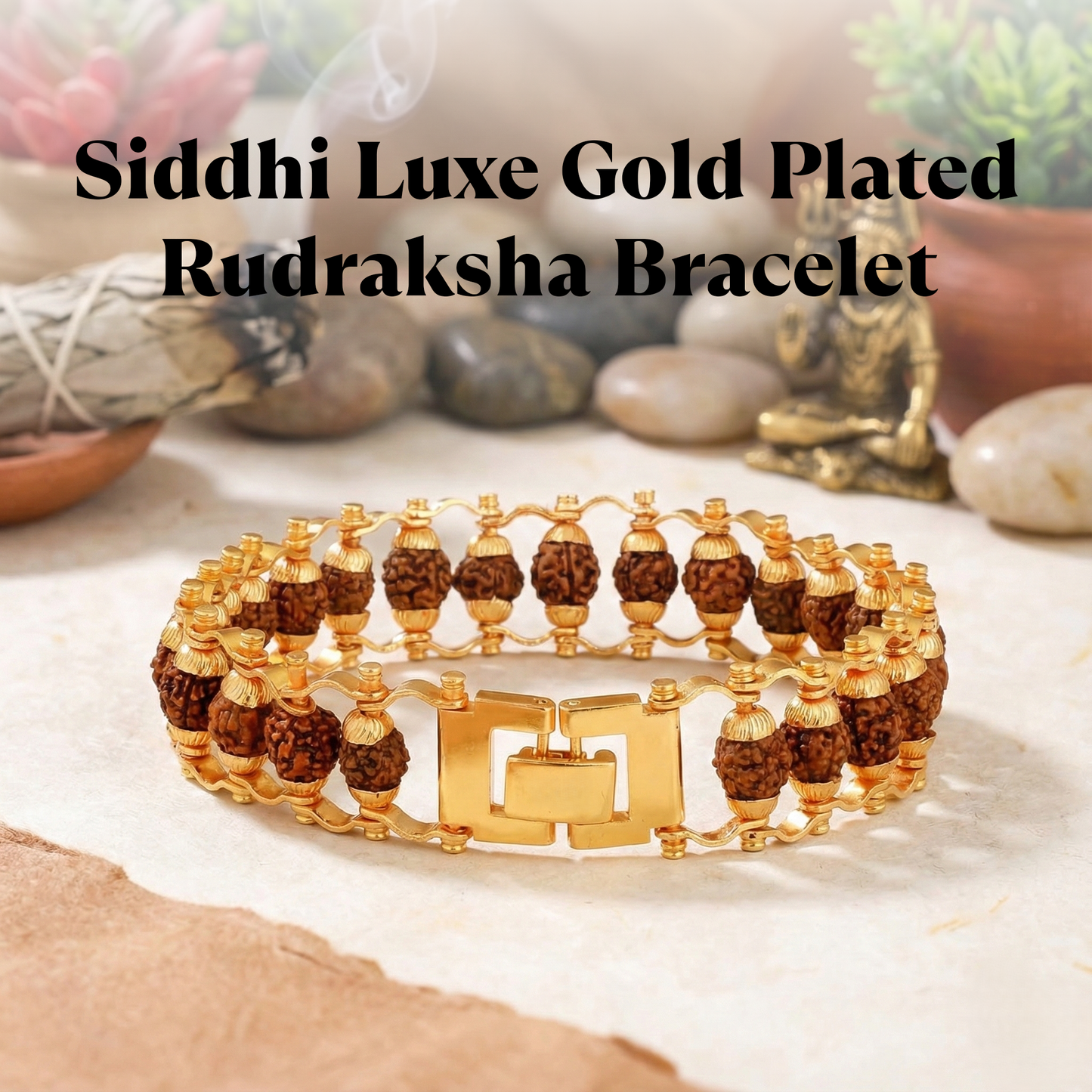 Siddhi Luxe Gold Plated 5 Mukhi Rudraksha Bracelet