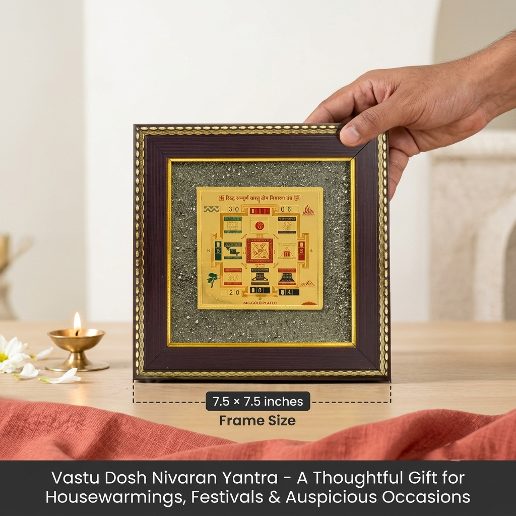 Sampurna Vastu Dosh Nivaran Yantra on Raw Pyrite Frame