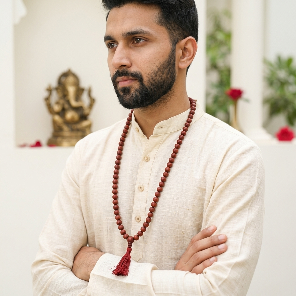 Red Sandalwood Jaap Mala - 108+1 Beads