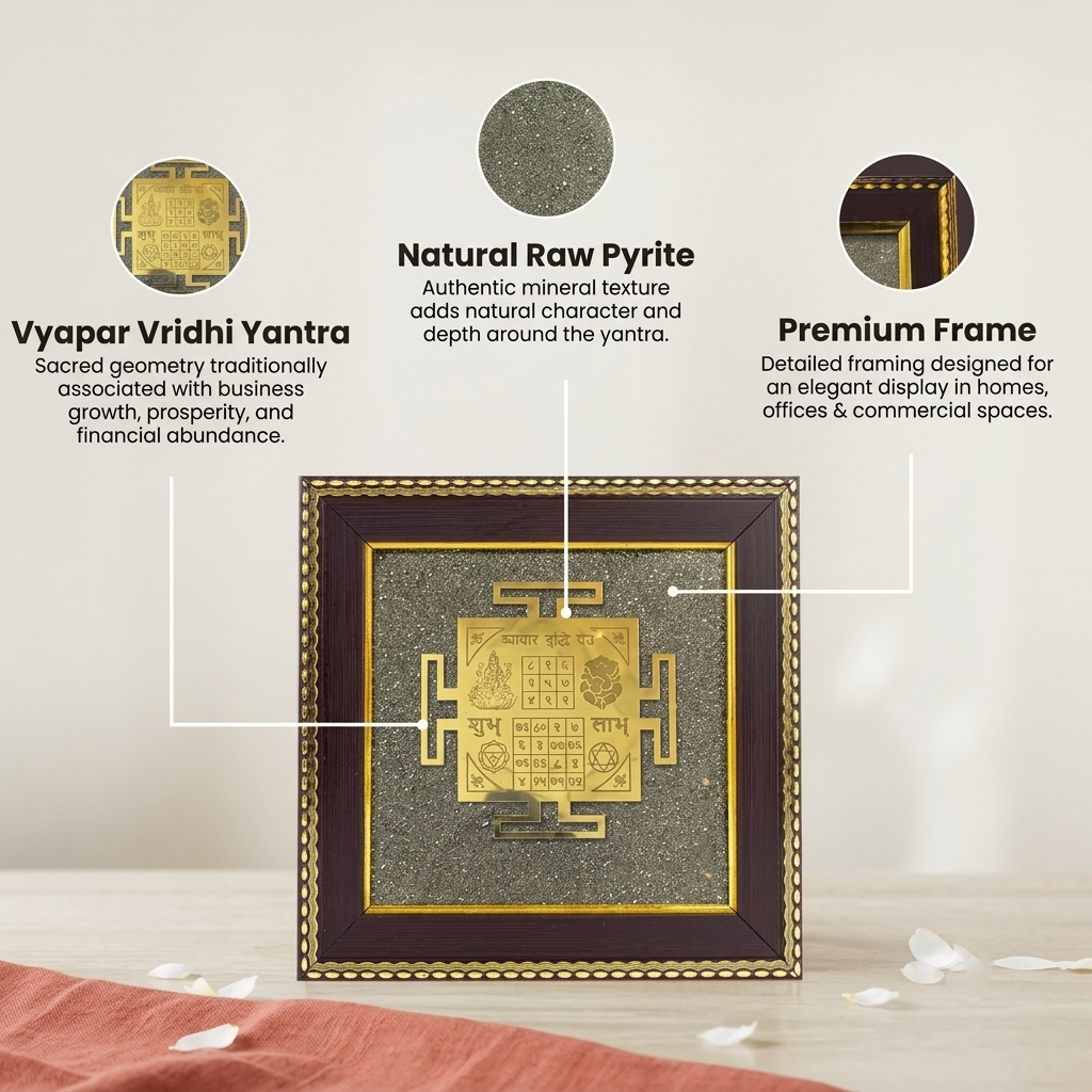 Vyapar Vriddhi Yantra on Raw Pyrite Frame