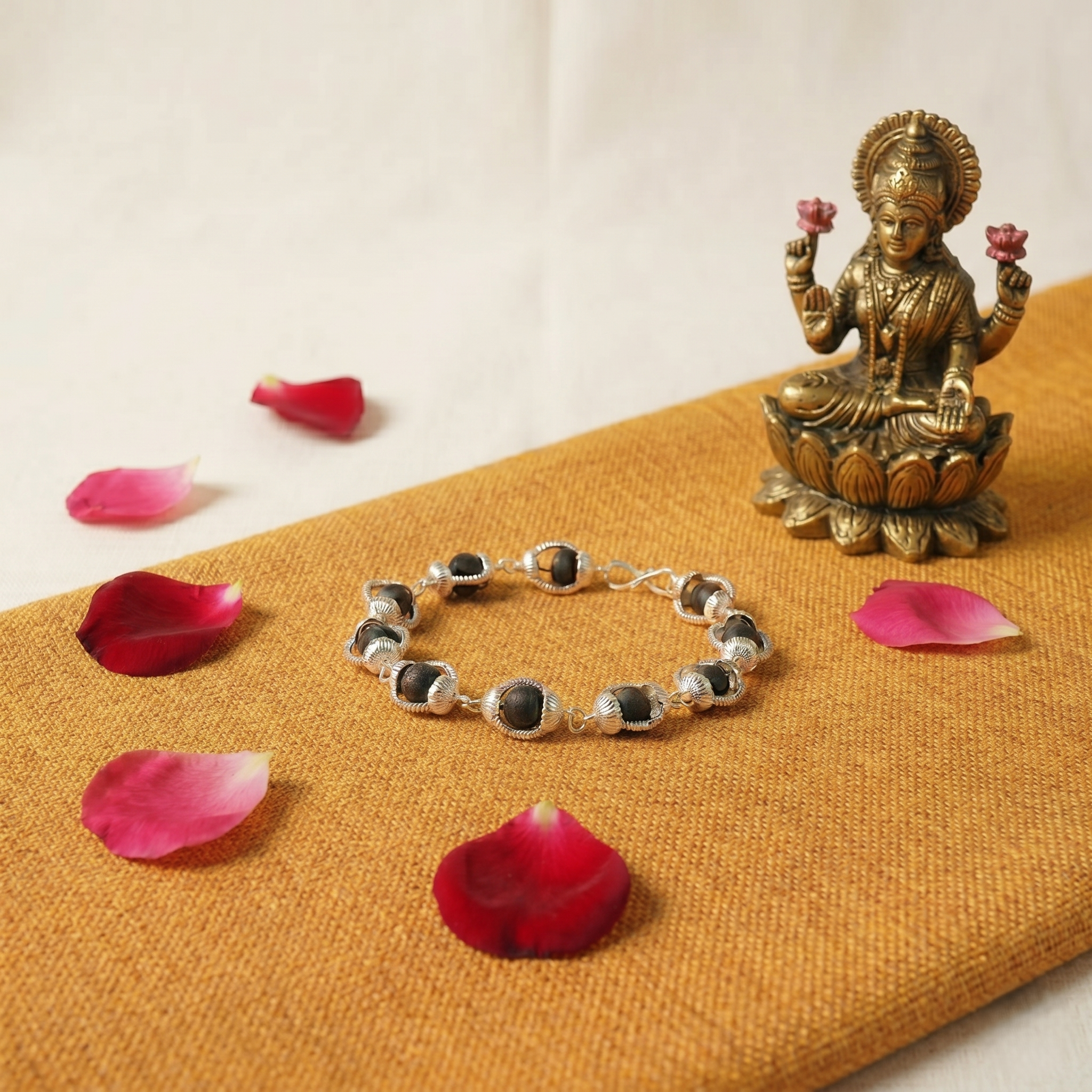 Premium Karungali Bracelet with Silver Caping