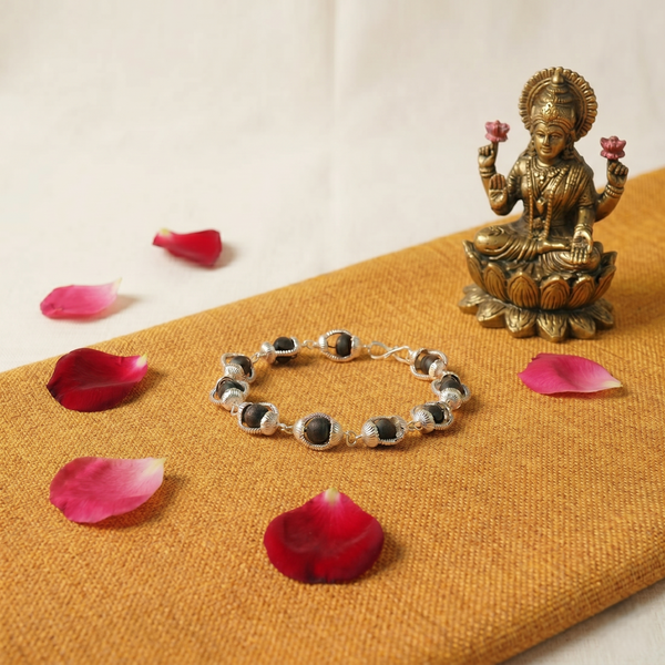 Premium Karungali Bracelet with Silver Caping