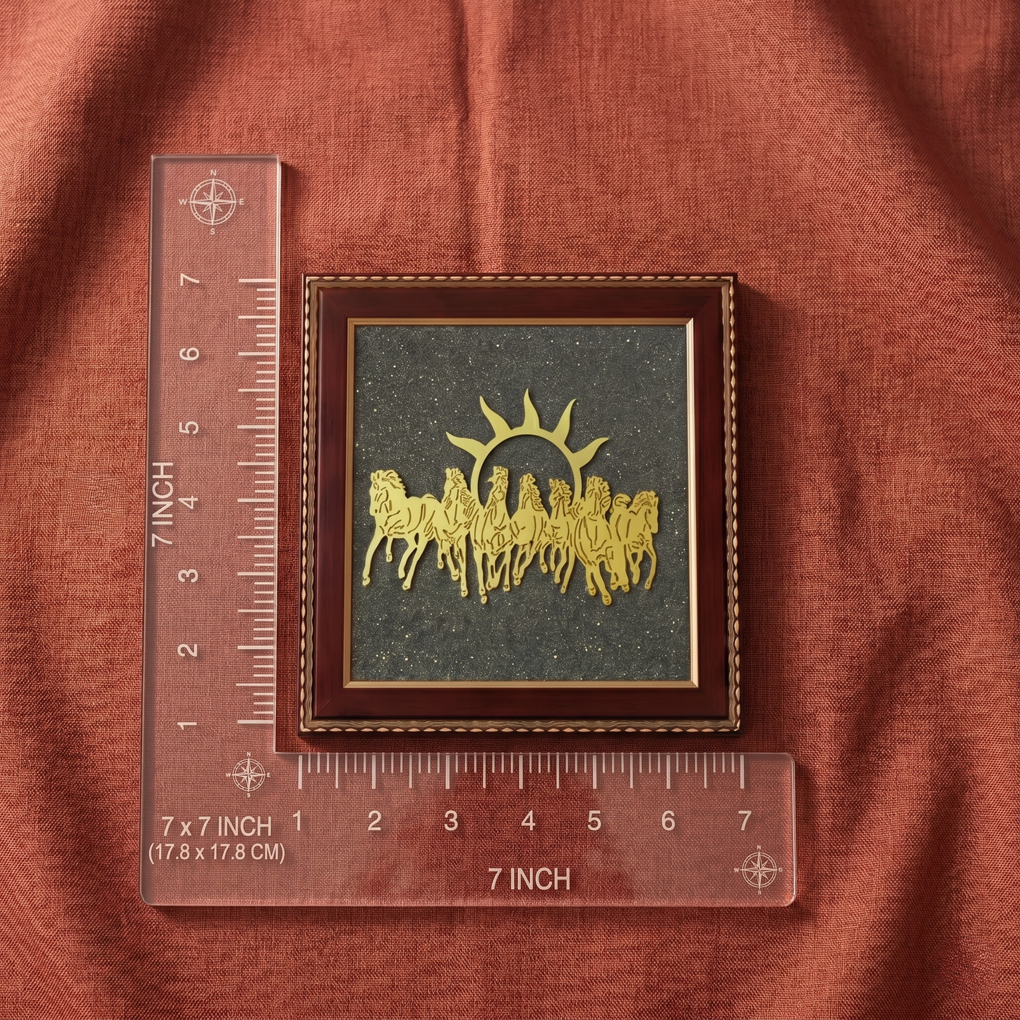 7 Horses on Raw Pyrite Frame