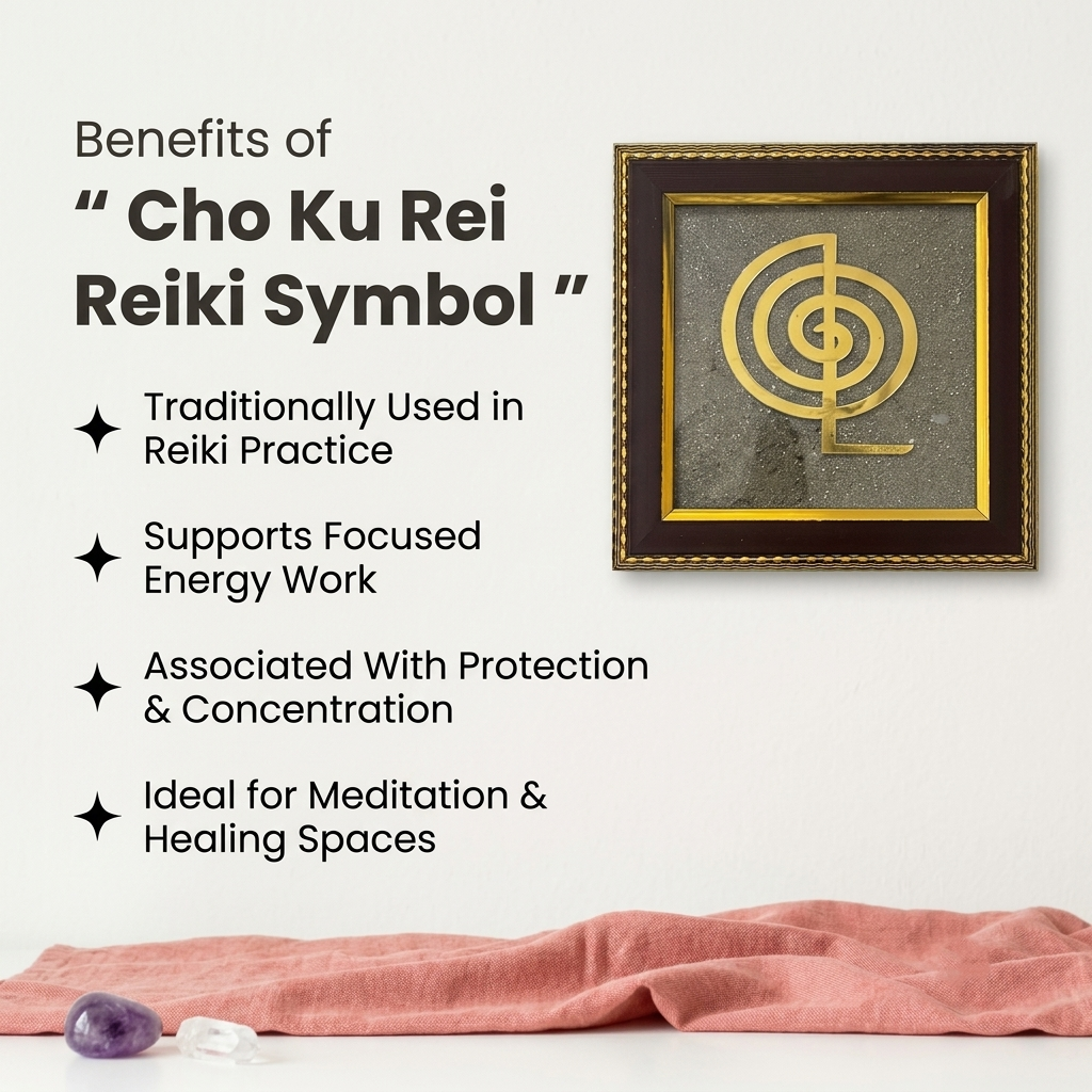 Cho Ku Rei Reiki Symbol on Raw Pyrite Frame
