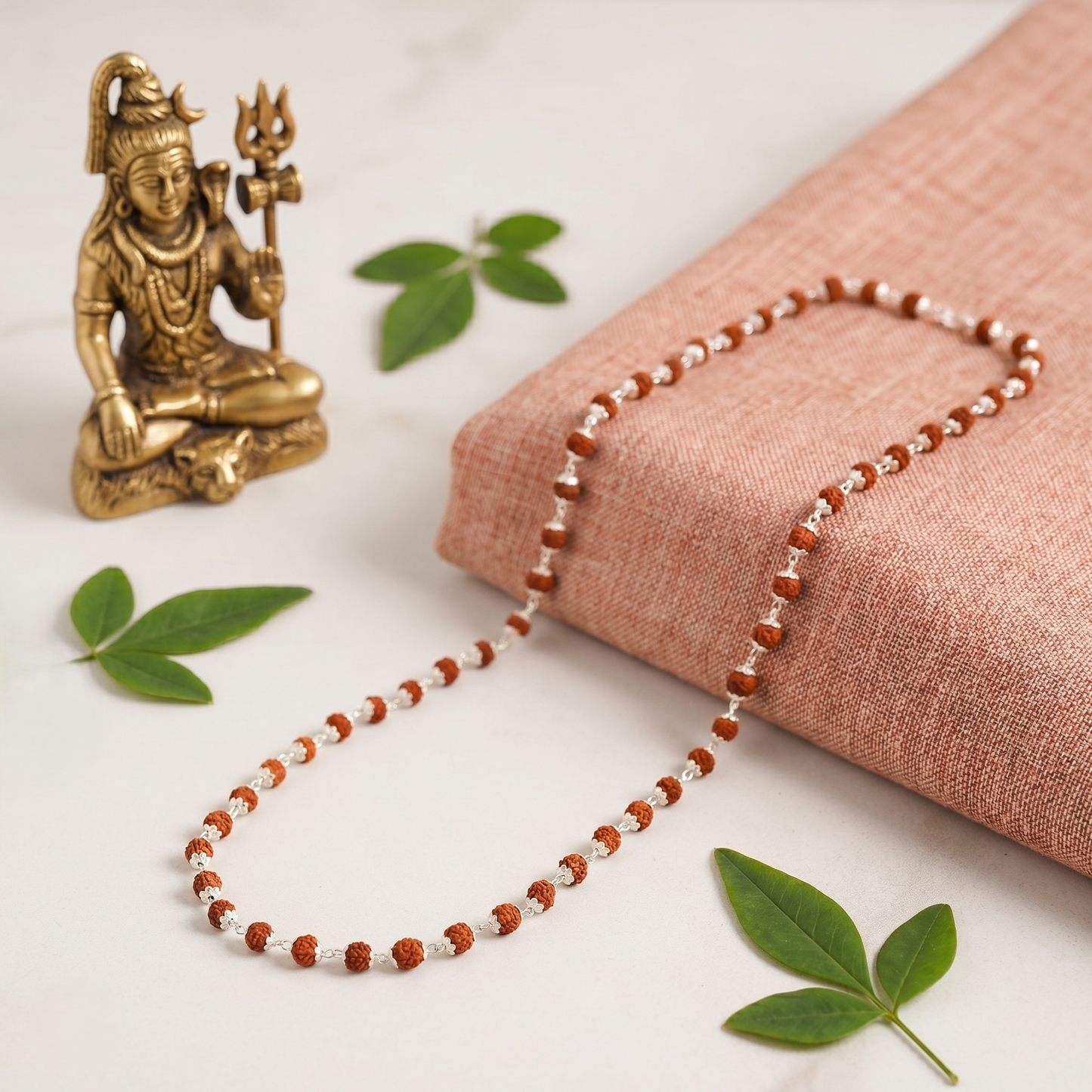 925 Pure Sterling Silver Rudraksha Mala