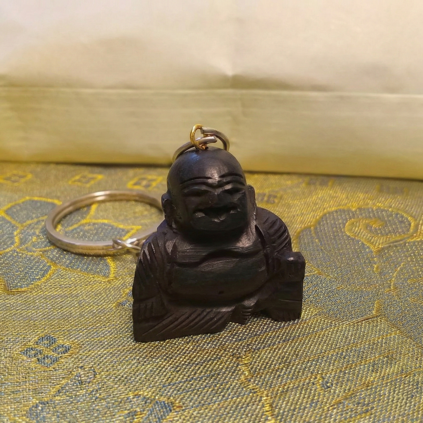 Karungali Laughing Buddha Black Ebony Prosperity Keychain