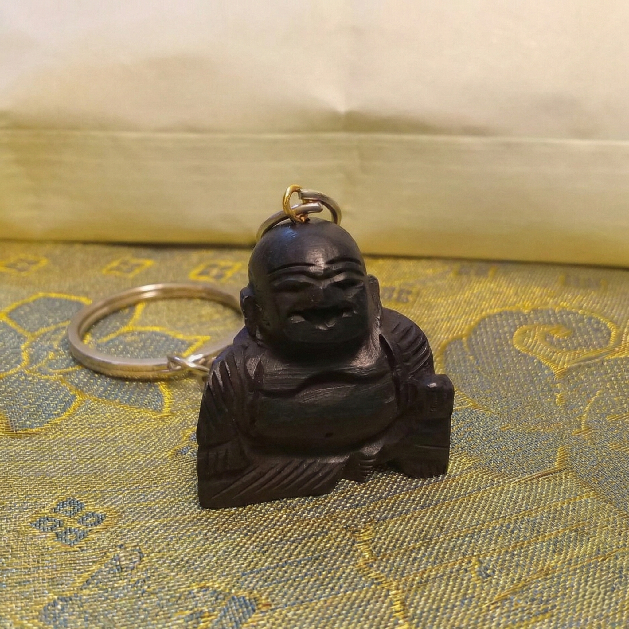 Karungali Laughing Buddha Black Ebony Prosperity Keychain