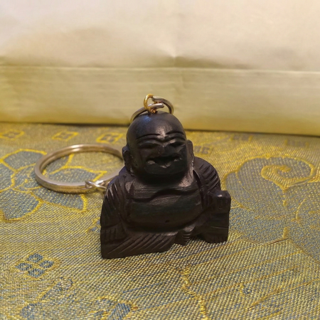 Karungali Laughing Buddha Black Ebony Prosperity Keychain