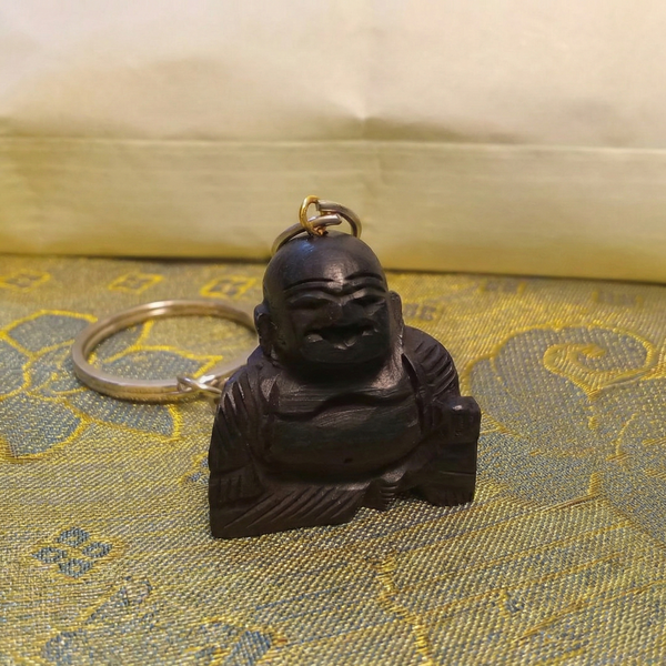 Karungali Laughing Buddha Black Ebony Prosperity Keychain