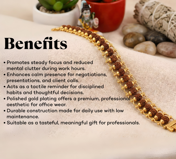 Siddhi Luxe Gold Plated 5 Mukhi Rudraksha Bracelet