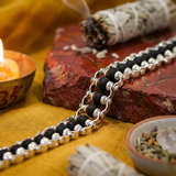 Siddhi Luxe Silver-Plated Karungali Chain Bracelet