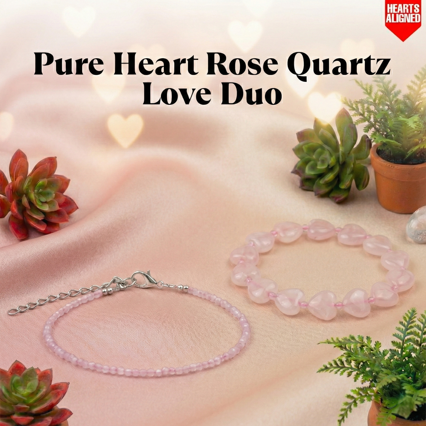 Pure Heart Rose Quartz Love Duo