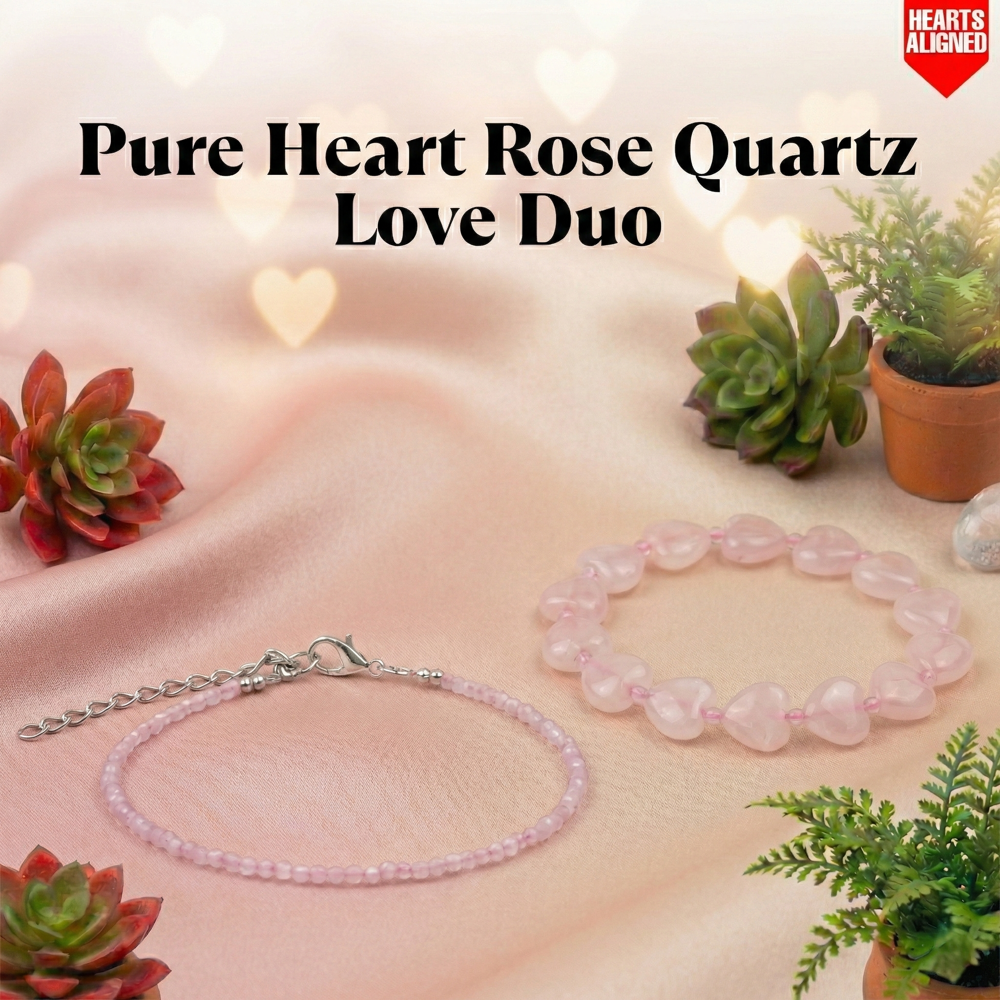 Pure Heart Rose Quartz Love Duo