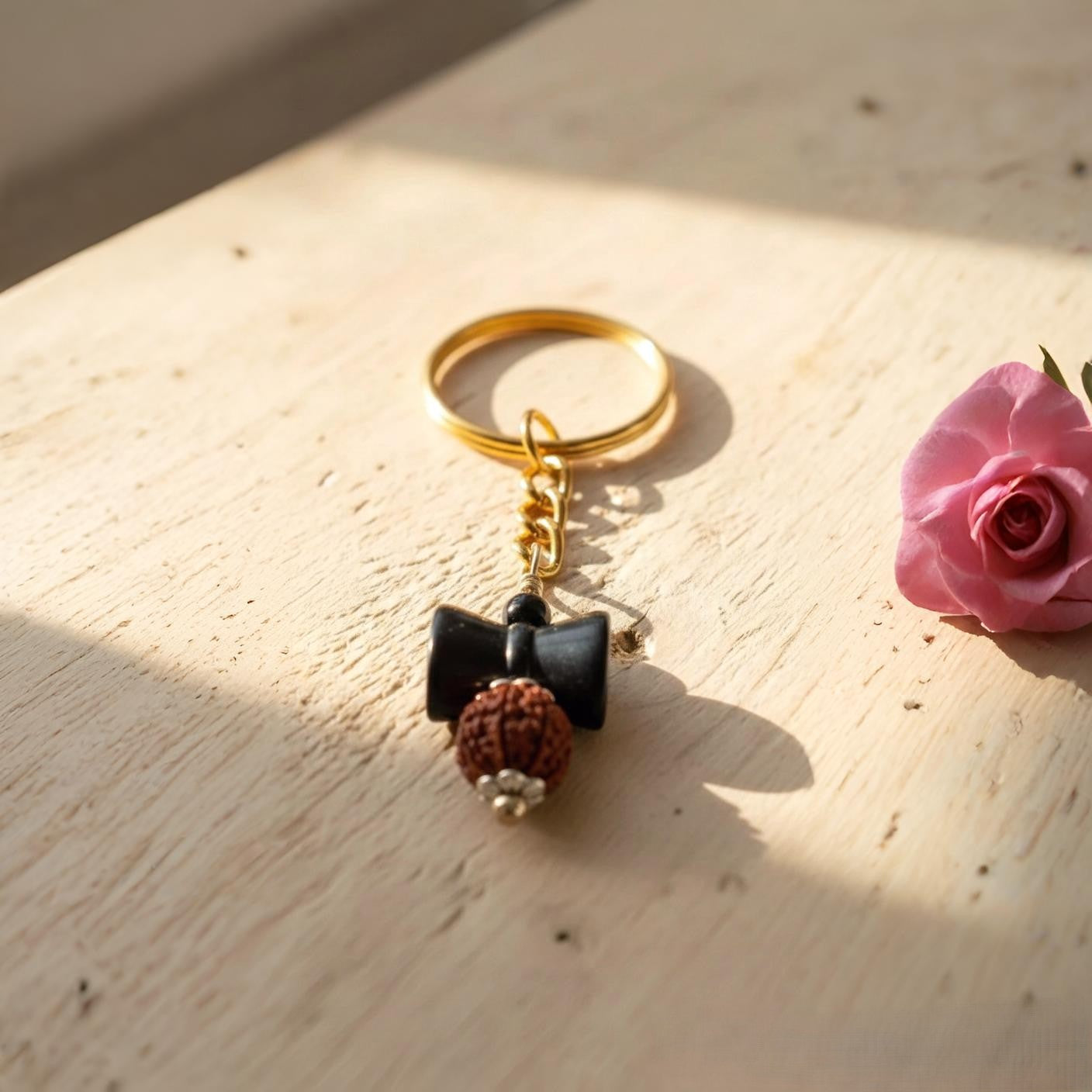 Karungali Damru Rudraksha Sacred Protection Keychain